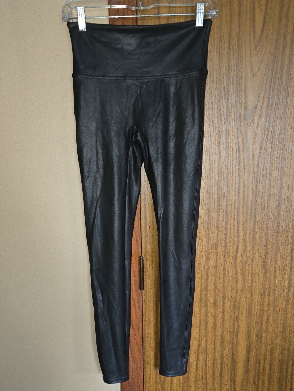SPANX Black Leggings with Red Logo Tag
